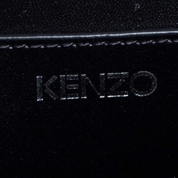 Pre Owned Kenzo Burgundy/Black Calfhair and Leather Lazer Cut Flap Shoulder Bag