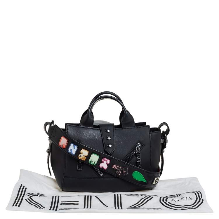 Pre Owned Kenzo Black Marine Leather Mini Kalifornia Tote