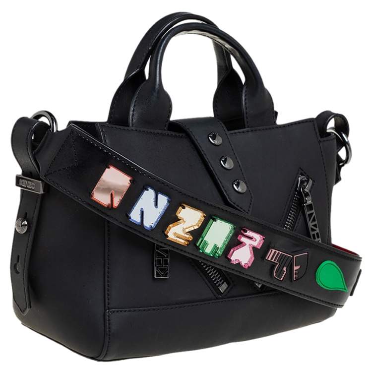 Pre Owned Kenzo Black Marine Leather Mini Kalifornia Tote