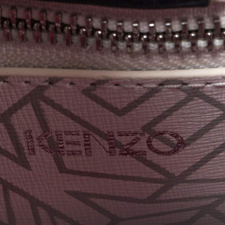 Pre Owned Kenzo White/Black Laser Cut Leather Mini Flying Logo Tote