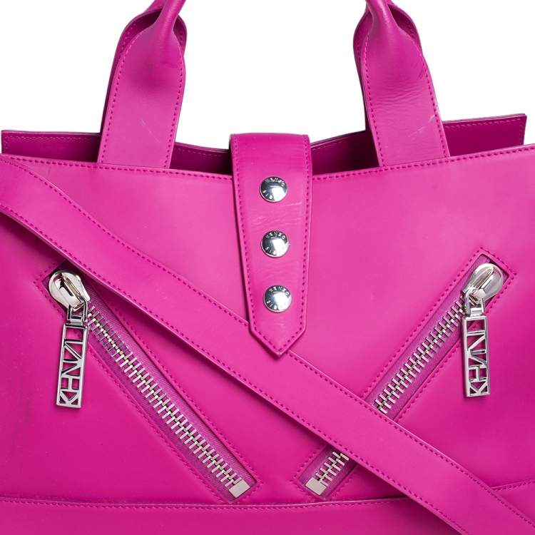 Pre Owned Kenzo Pink Gommato Leather Kalifornia Tote