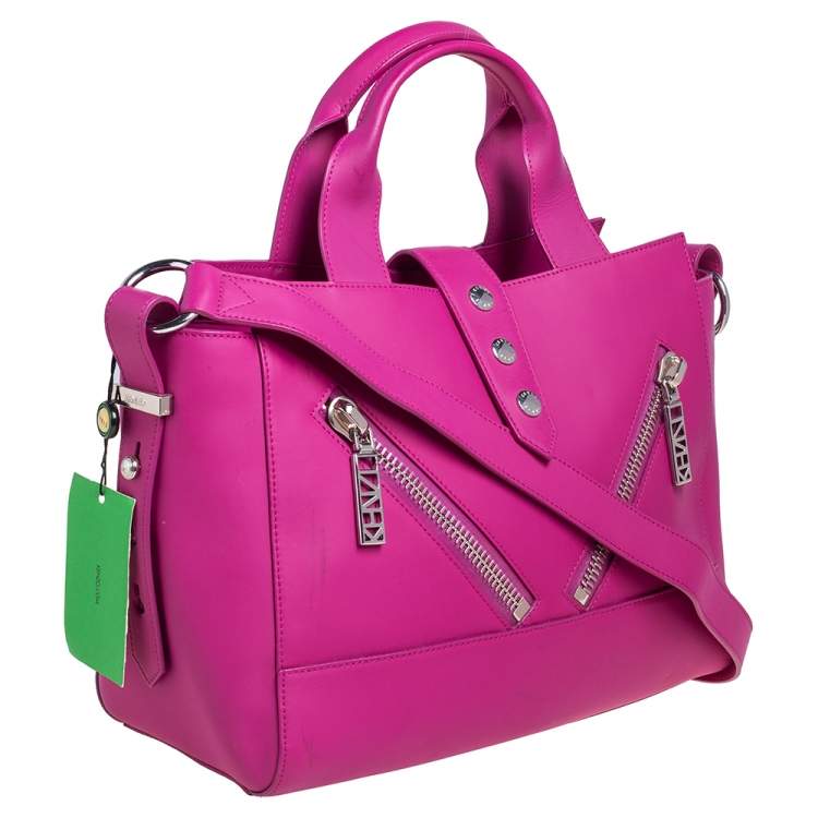 Pre Owned Kenzo Pink Gommato Leather Kalifornia Tote