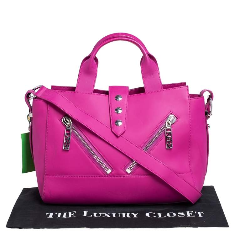 Pre Owned Kenzo Pink Gommato Leather Kalifornia Tote