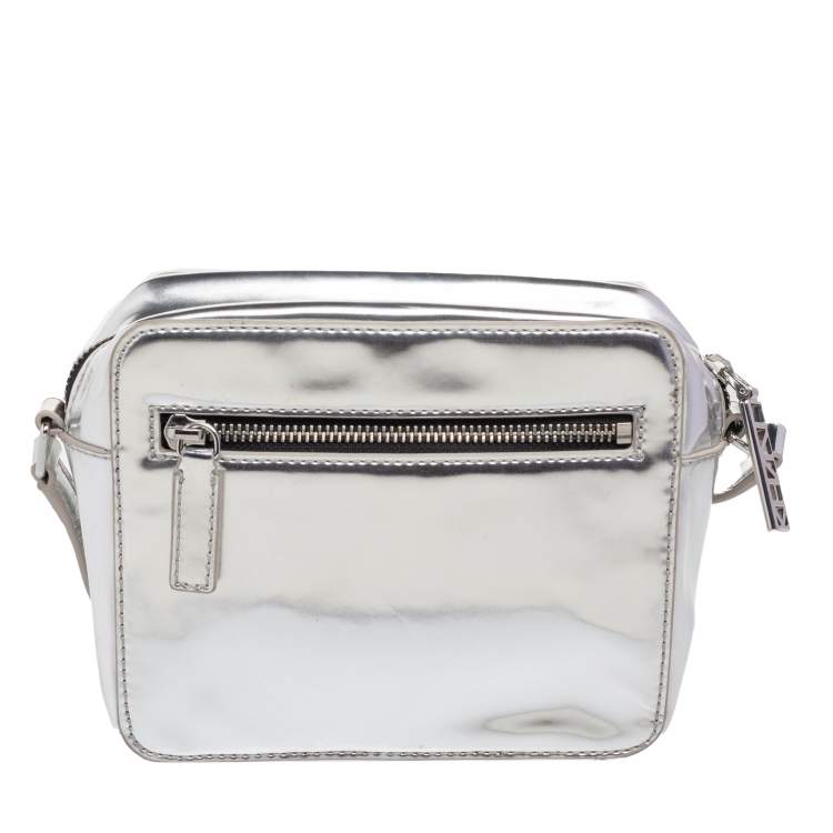 Pre Owned Kenzo Silver Patent Leather Donna Jordan Crossbody Bag