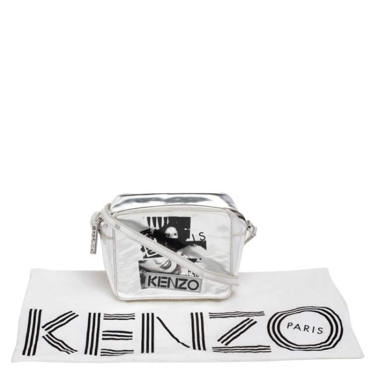 Pre Owned Kenzo Silver Patent Leather Donna Jordan Crossbody Bag