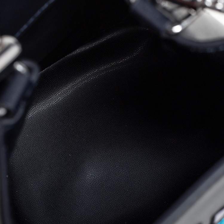 Pre Owned Kenzo Navy Blue Leather Mini Eye Bucket Bag