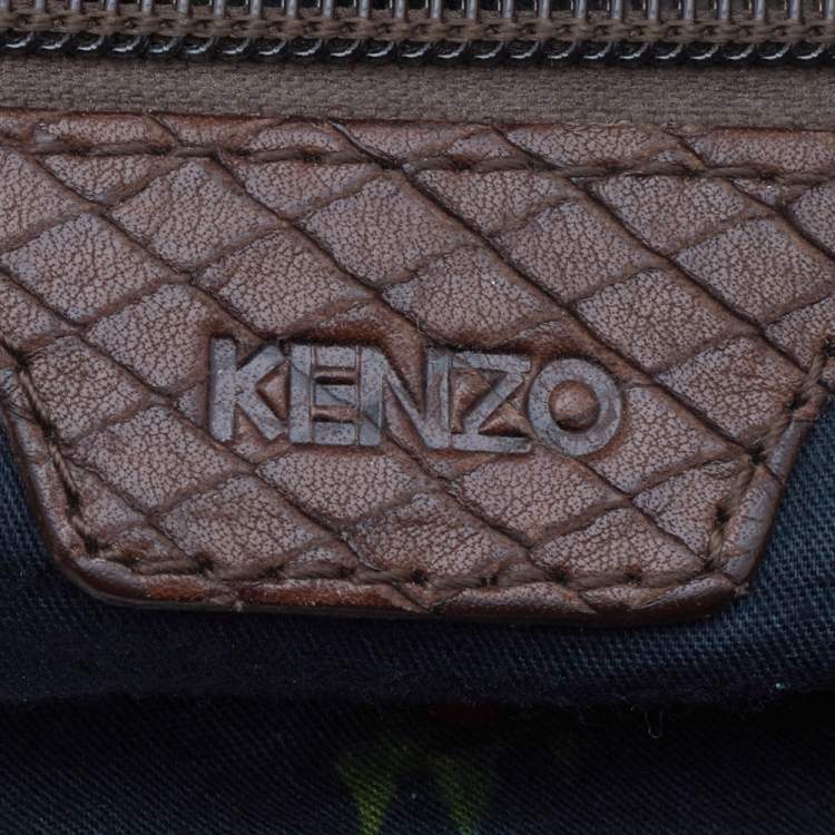 Pre Owned Kenzo Brown Python Embossed Leather Embellished Hobo