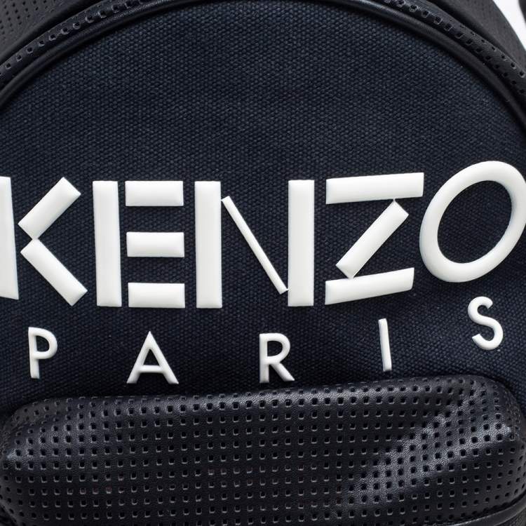 مملوكة مسبقًا Kenzo Black Perforated Leather And Canvas Kombo Backpack