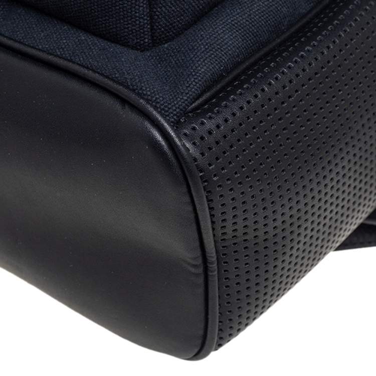 مملوكة مسبقًا Kenzo Black Perforated Leather And Canvas Kombo Backpack