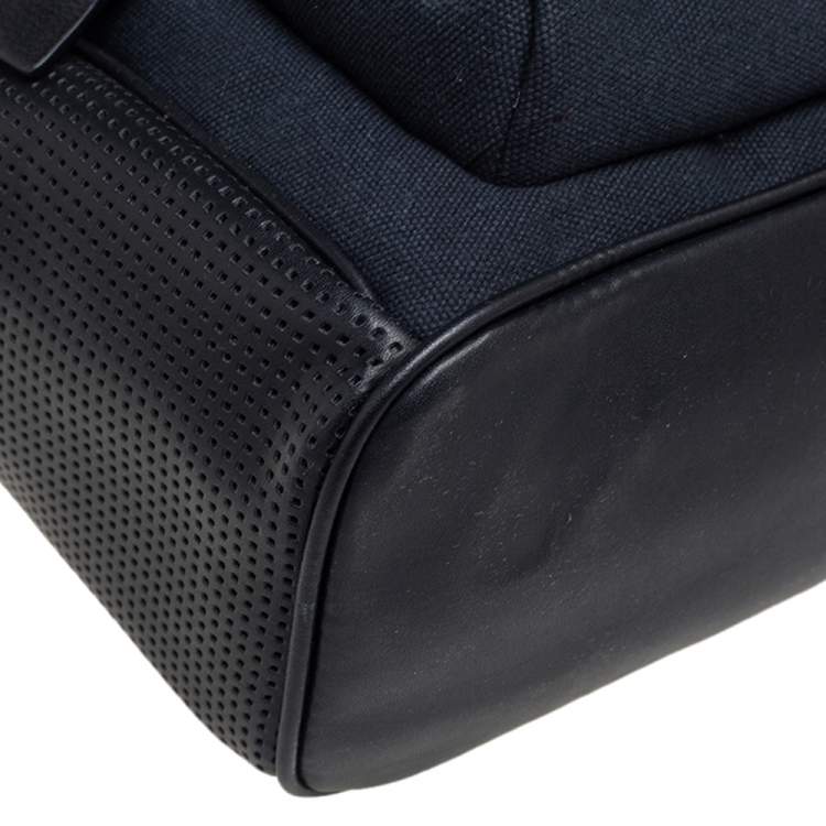مملوكة مسبقًا Kenzo Black Perforated Leather And Canvas Kombo Backpack