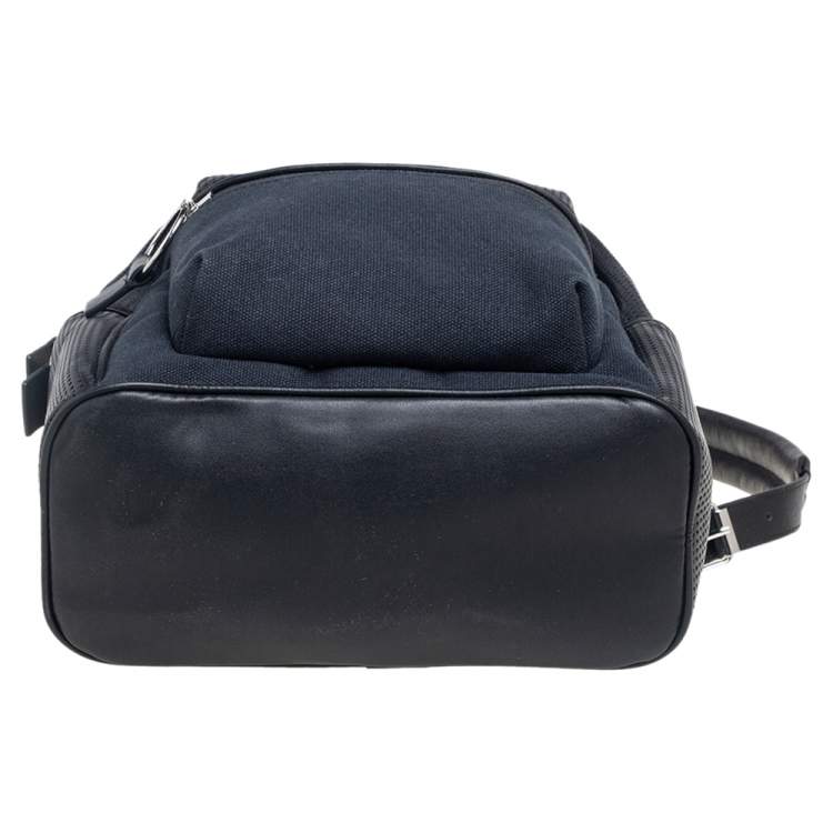 مملوكة مسبقًا Kenzo Black Perforated Leather And Canvas Kombo Backpack