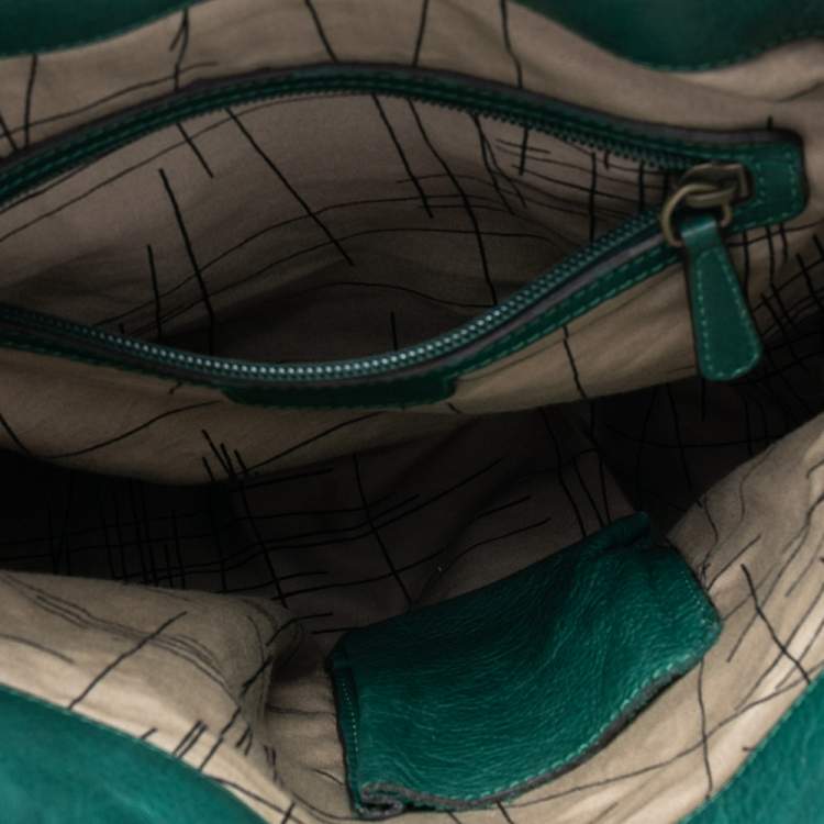 Pre Owned Kenzo Green Leather Studded Tote