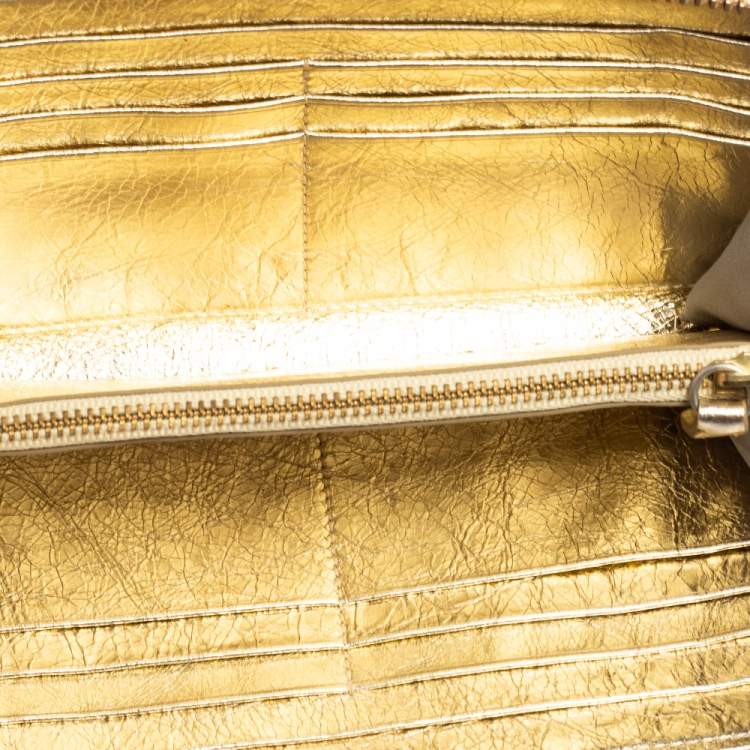 Pre Owned Kenzo Metallic Pink Leather Zip Around Wallet