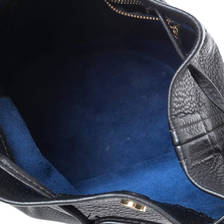 Pre Owned Kenzo Black Leather Drawstring Bucket Bag 