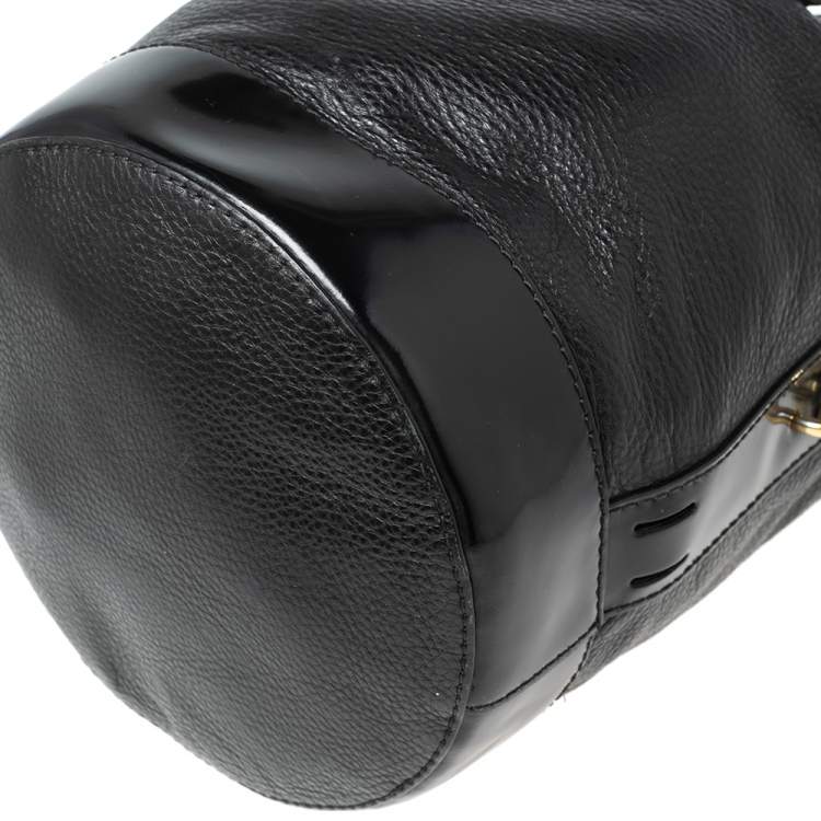 Pre Owned Kenzo Black Leather Drawstring Bucket Bag 