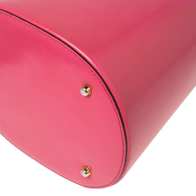 Pre Owned Kenzo Pink Glazed Leather Pagodon Bucket Bag