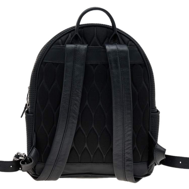 Pre Owned Kenzo Black/Blue Leather And Neoprene Kombo Backpack