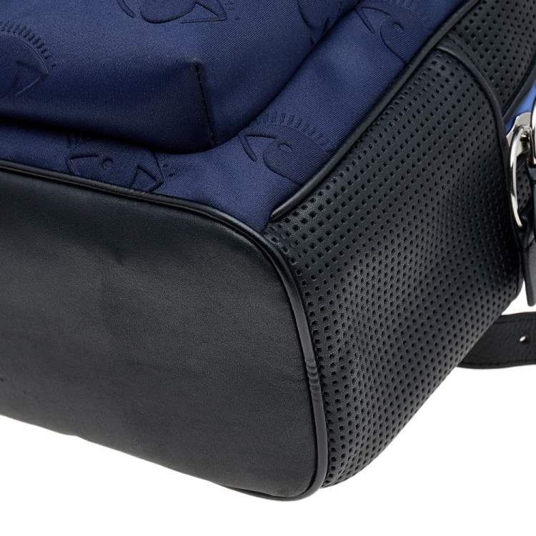 Pre Owned Kenzo Black/Blue Leather And Neoprene Kombo Backpack