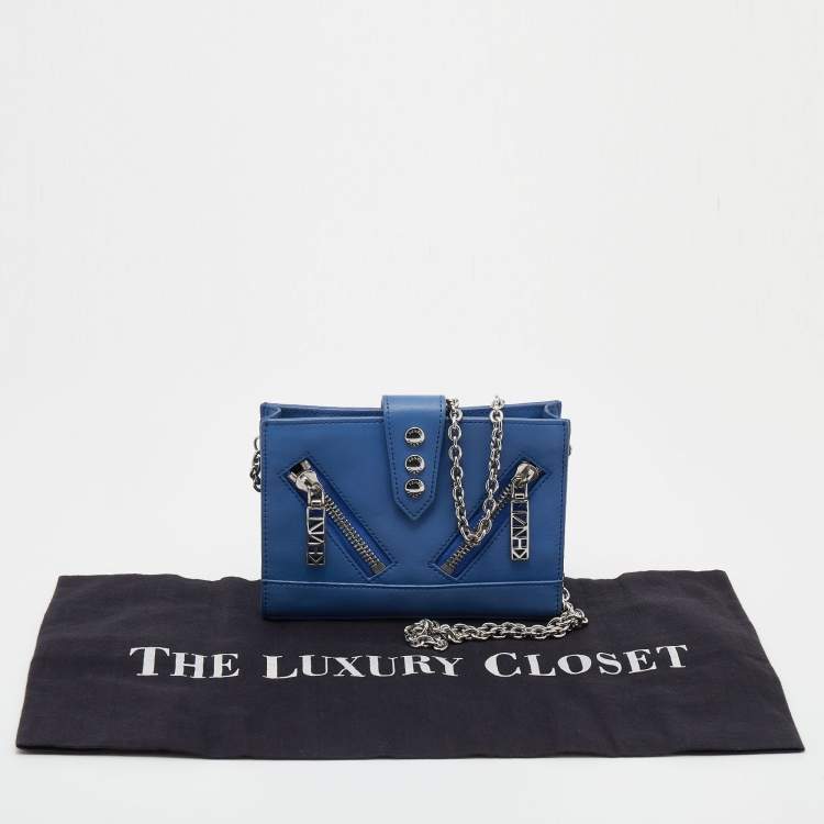 Pre Owned Kenzo Blue Leather Kalifornia Chain Shoulder Bag