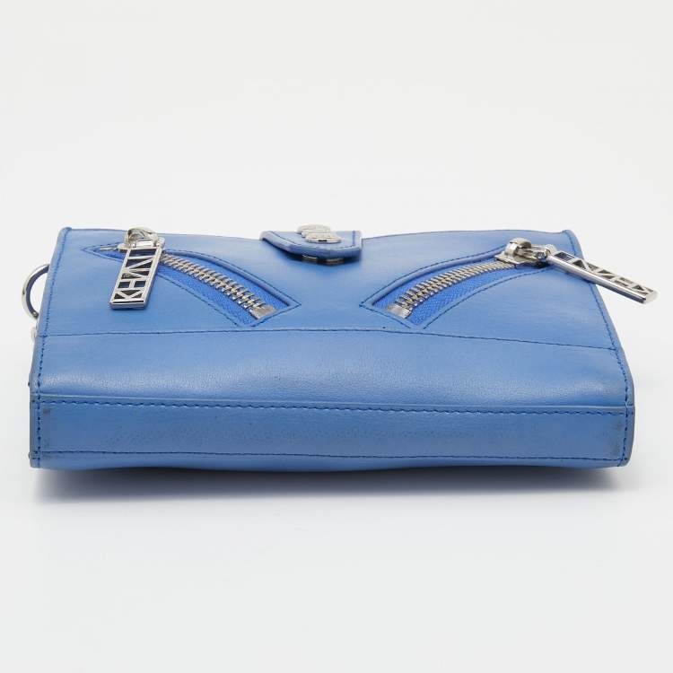 Pre Owned Kenzo Blue Leather Kalifornia Chain Shoulder Bag