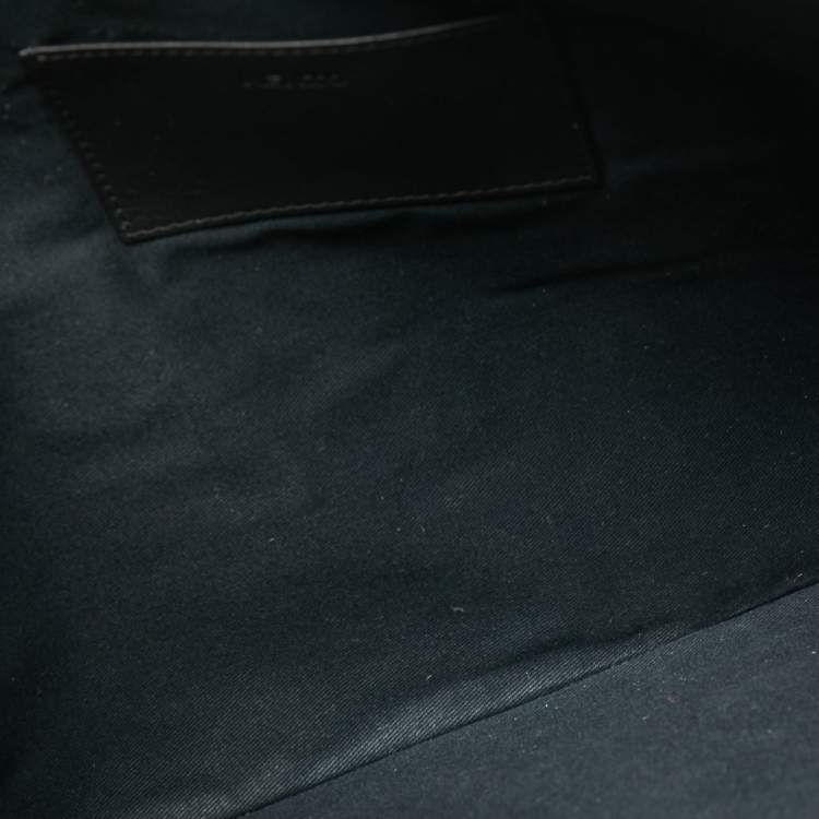 Pre Owned Kenzo Black Leather Tiger Motif Clutch