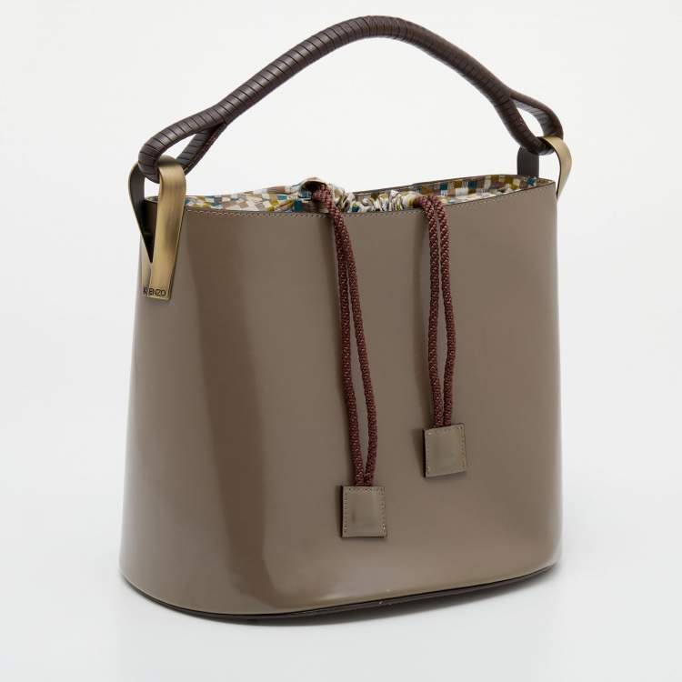 Pre Owned Kenzo Grey/Brown Leather Bucket Bag 