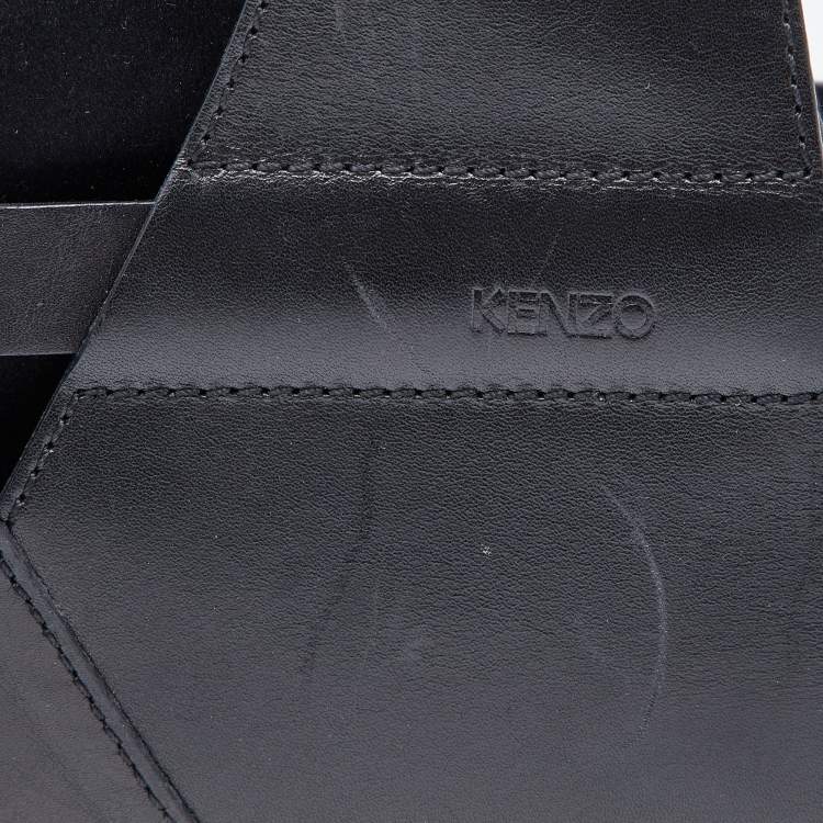 Pre Owned Kenzo Black Leather And Satin Satchel