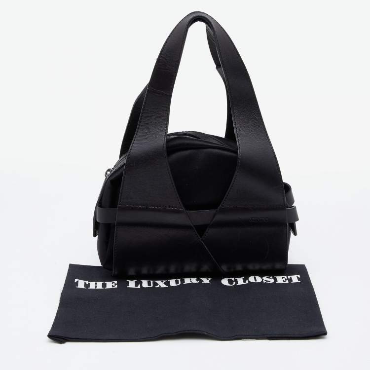 Pre Owned Kenzo Black Leather And Satin Satchel