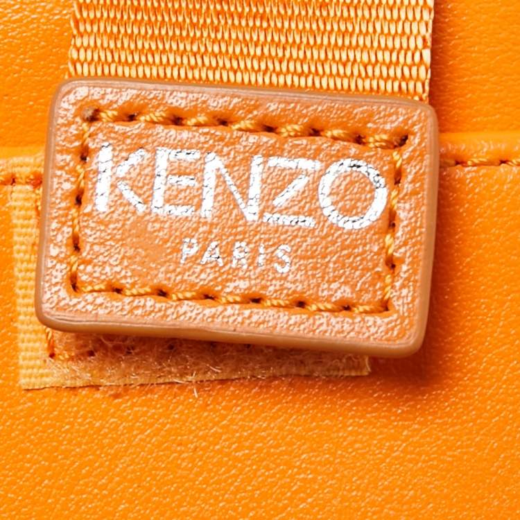 Pre Owned Kenzo Orange Leather Phone Crossbody Bag