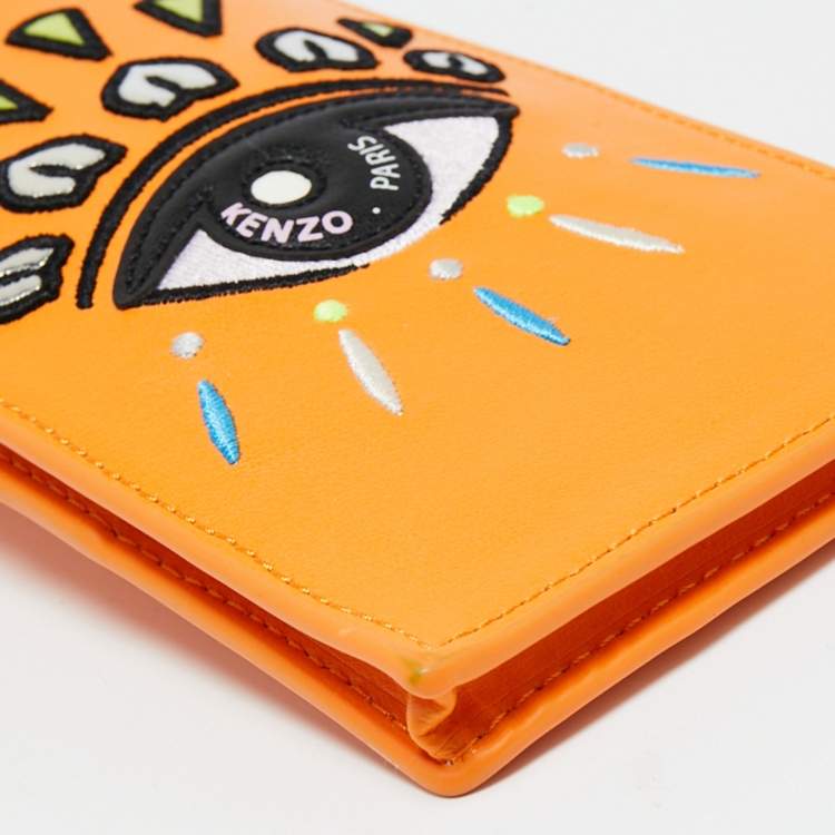 Pre Owned Kenzo Orange Leather Phone Crossbody Bag
