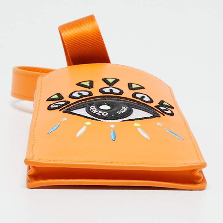 Pre Owned Kenzo Orange Leather Phone Crossbody Bag