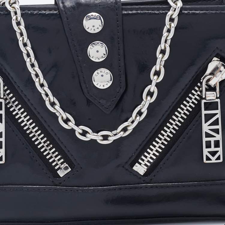 Pre Owned Kenzo Black Leather Kalifornia Chain Shoulder Bag