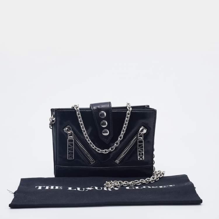Pre Owned Kenzo Black Leather Kalifornia Chain Shoulder Bag