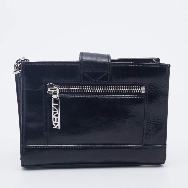 Pre Owned Kenzo Black Leather Kalifornia Chain Shoulder Bag