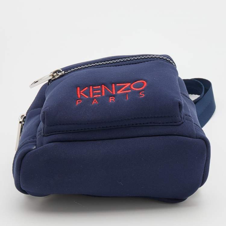 Pre Owned Kenzo Navy Blue Neoprene Tiger Embroidered Backpack