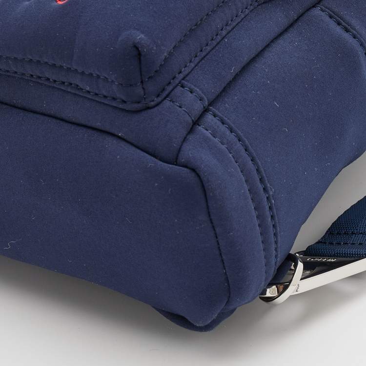 Pre Owned Kenzo Navy Blue Neoprene Tiger Embroidered Backpack
