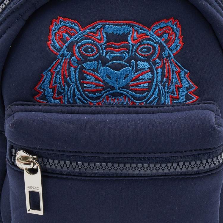 Pre Owned Kenzo Navy Blue Neoprene Tiger Embroidered Backpack