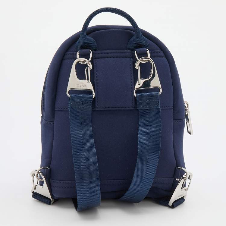Pre Owned Kenzo Navy Blue Neoprene Tiger Embroidered Backpack
