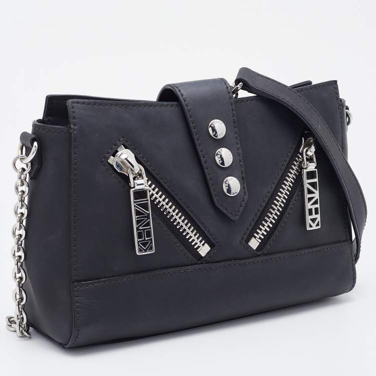 Pre Owned Kenzo Black Leather Mini Kalifornia Shoulder Bag