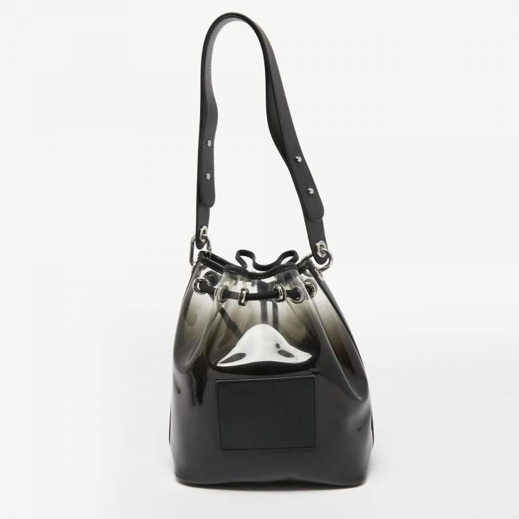 Pre Owned Kenzo Black Leather and PVC Kombo Bucket Bag