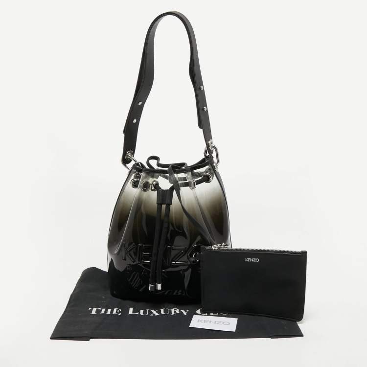 Pre Owned Kenzo Black Leather and PVC Kombo Bucket Bag