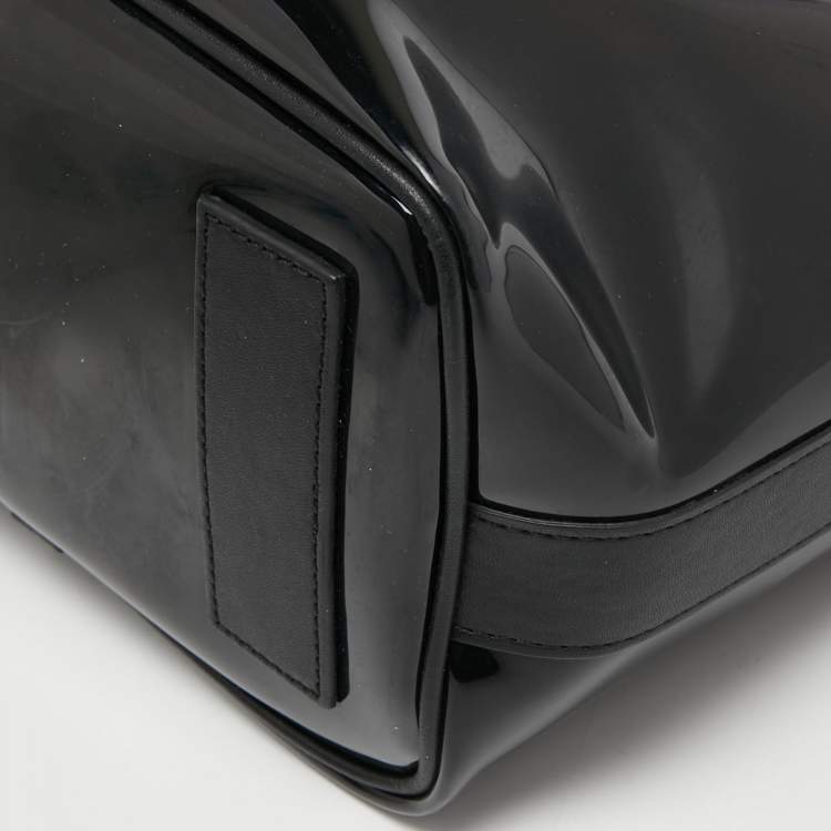 Pre Owned Kenzo Black Leather and PVC Kombo Bucket Bag