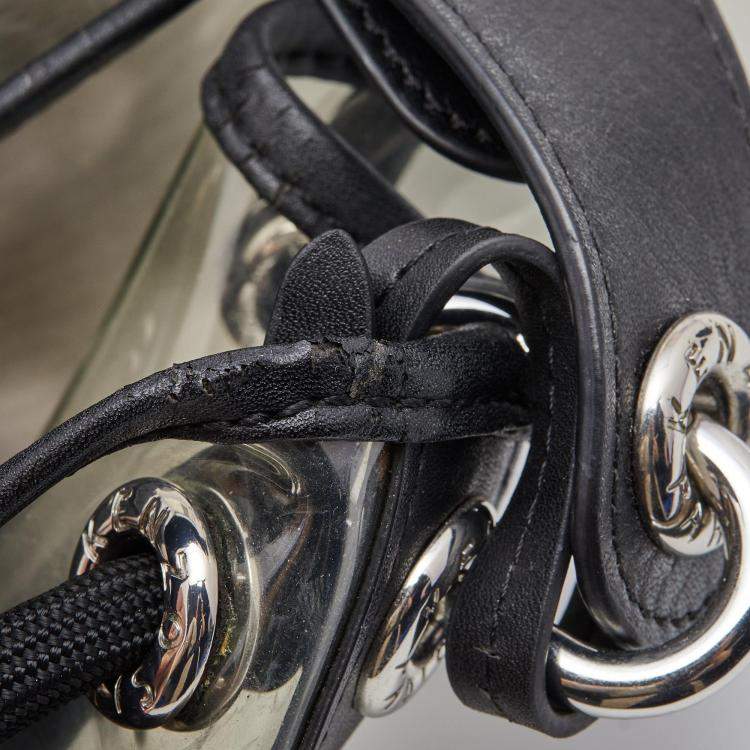 Pre Owned Kenzo Black Leather and PVC Kombo Bucket Bag