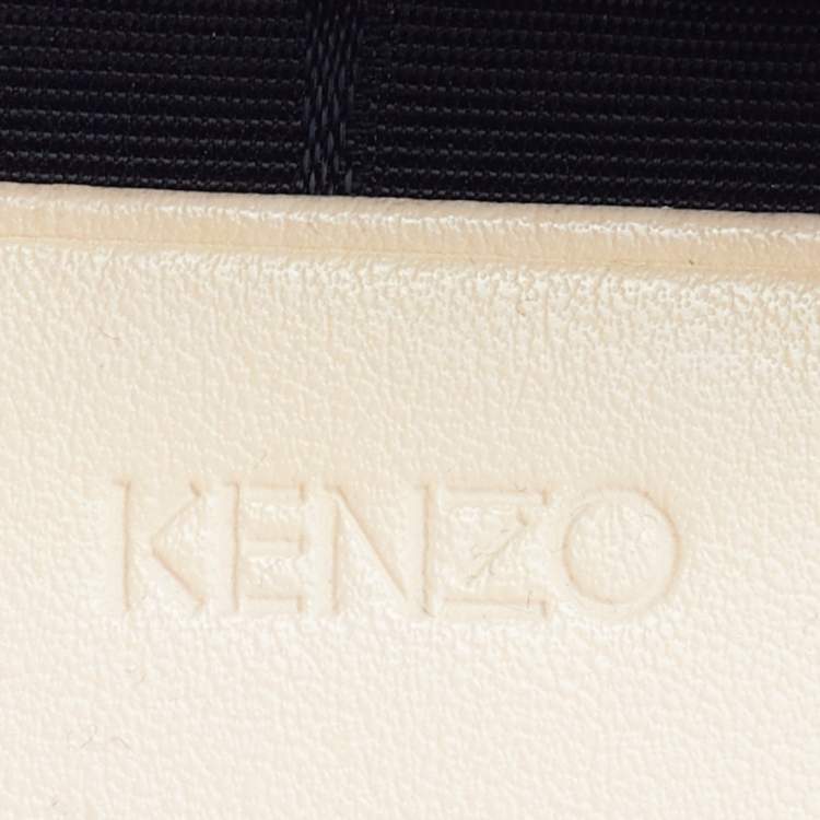 Pre Owned Kenzo Beige Leather Tiger Embroidered Camera Bag 