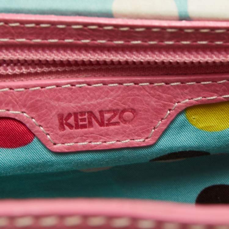 Pre Owned Kenzo Pink Laminated Leather Turn Lock Satchel