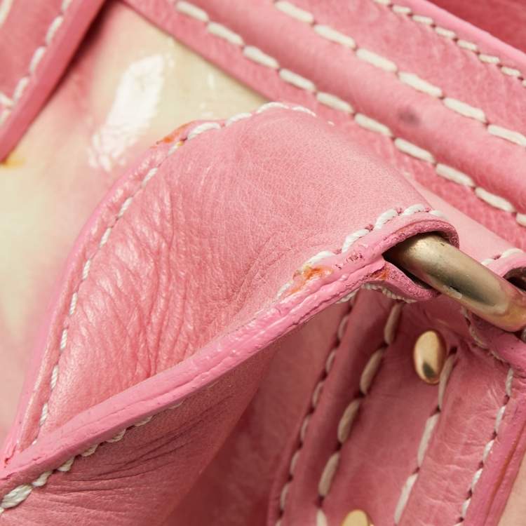 Pre Owned Kenzo Pink Laminated Leather Turn Lock Satchel