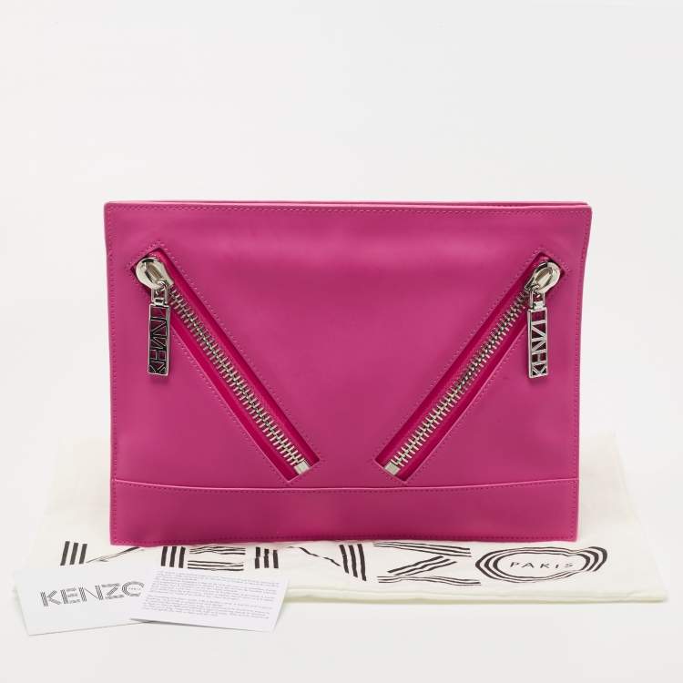Pre Owned Kenzo Pink Leather Kalifornia Clutch