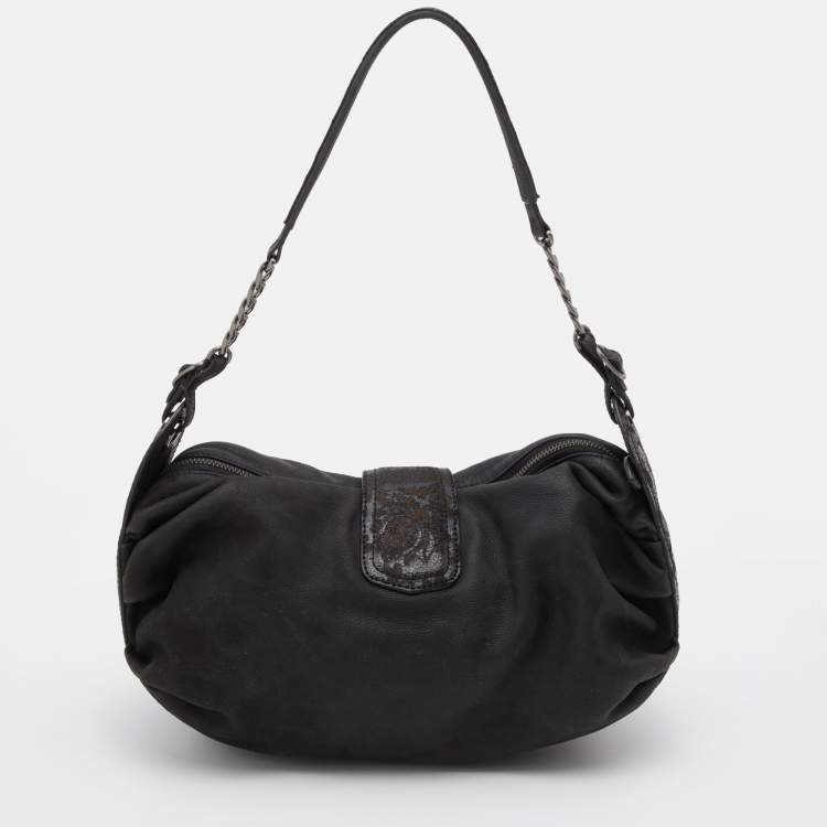 Pre Owned Kenzo Black Leather Shoulder Bag