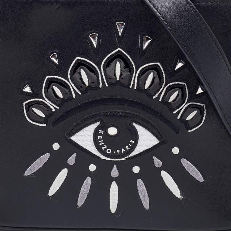 Pre Owned Kenzo Black Leather Small Eye Tote 