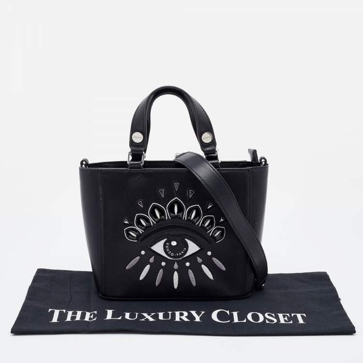 Pre Owned Kenzo Black Leather Small Eye Tote 